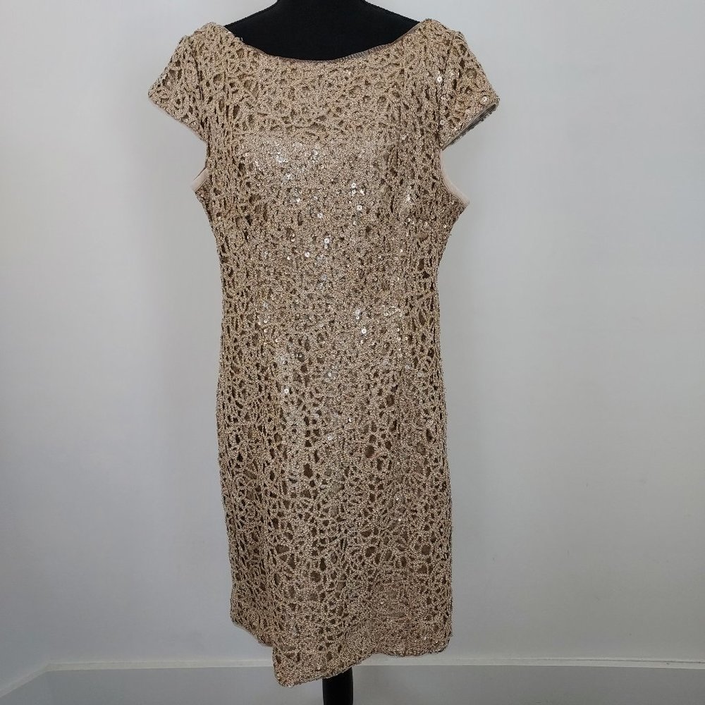 Adrianna Papell Gold Sequin Cocktail Dress